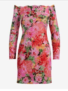 Boston Proper Shoulder Skimming Floral Lace Dress
